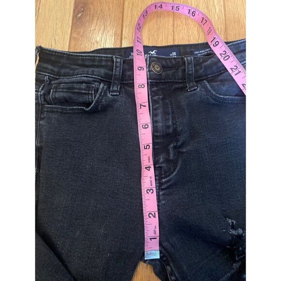 Hollister black distressed highrise crop super skinny classic stretch 1R w25 l26 - Picture 9 of 10
